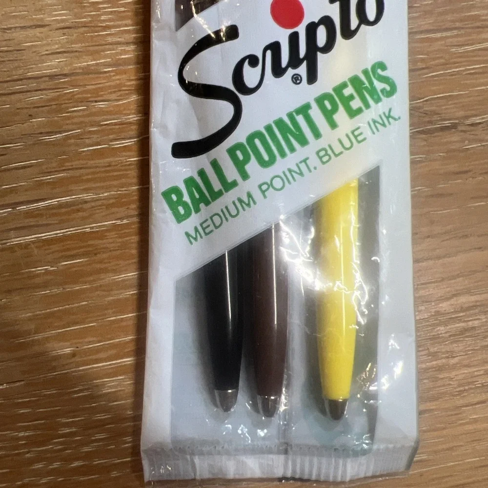 Vintage Scripto Blue Ink Medium Point Ball Point Pens 3 Pack B249 1984